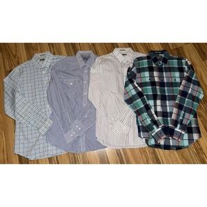 Express Men's Long Sleeve Shirts Size M Medium Multicolor Lot of 4 Plaid Striped